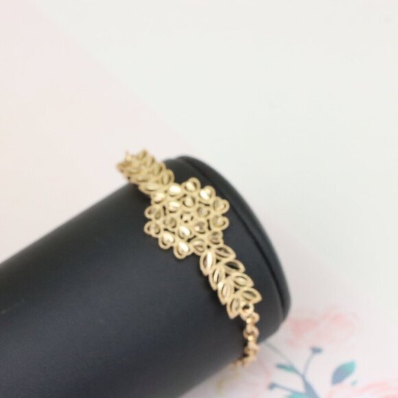 "Elegant Floral Leaf Rose Gold Bracelet with Adjustable, XPBL1137 - Picture 3 of 13